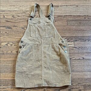 Tan Corduroy Overall Dress